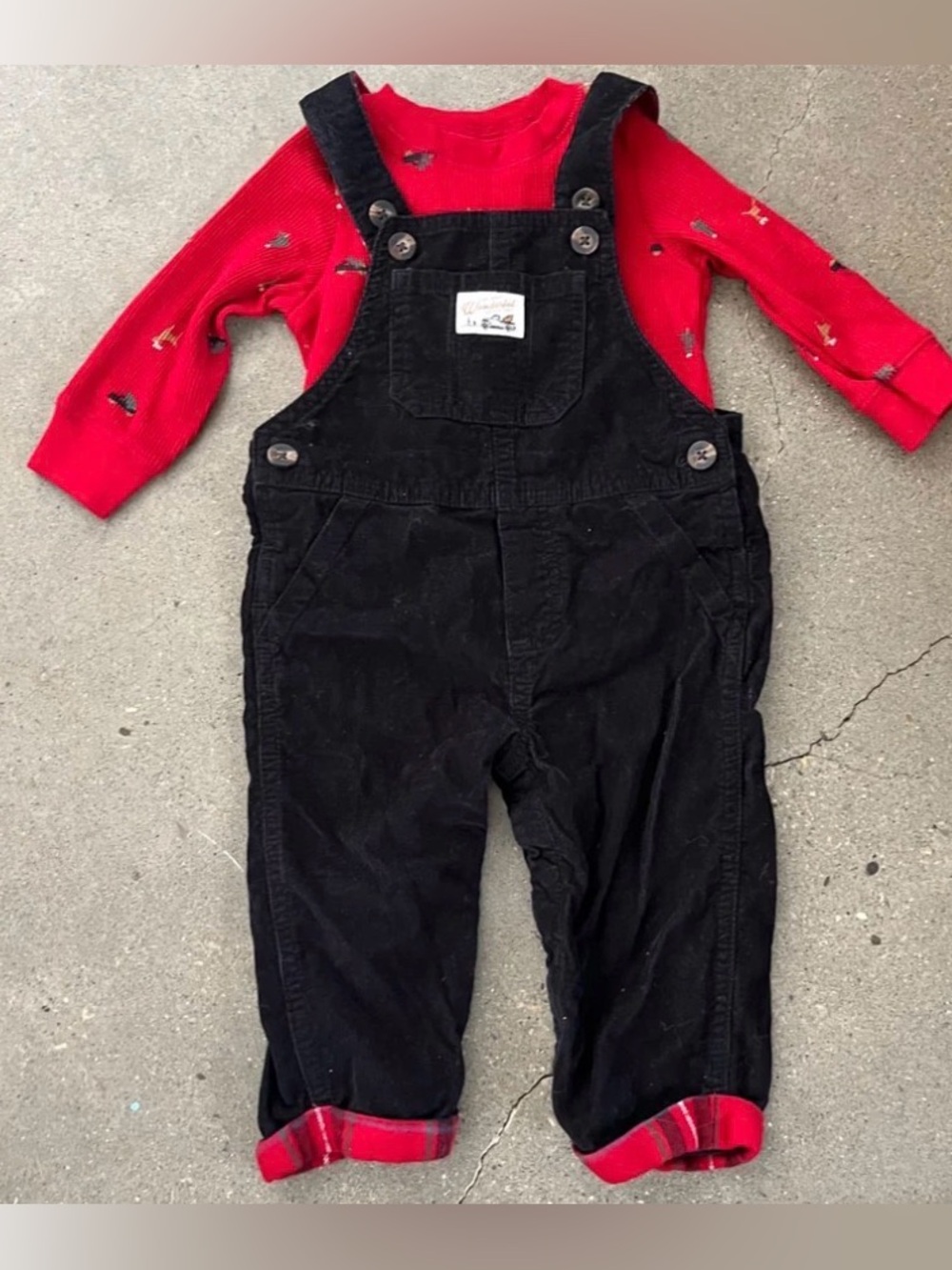 Carters 2-Piece Plaid Corduroy Overall Set